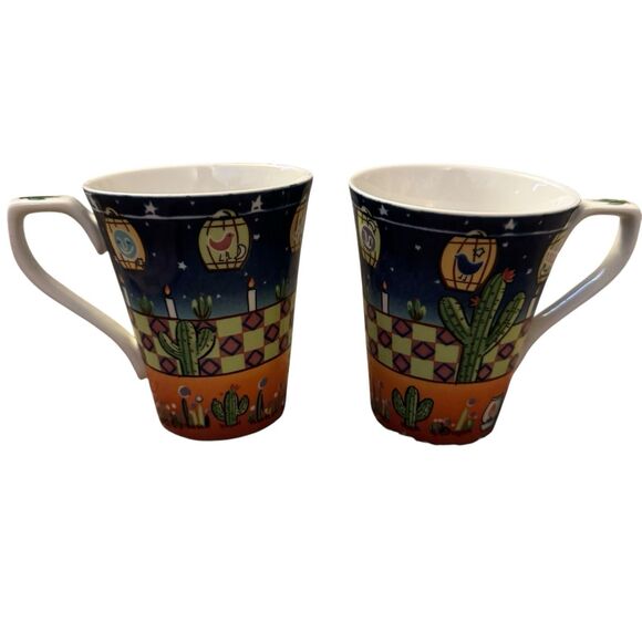 2 Saint James Fine China Hankook 1351 Desert Light Coffee Tea Mug Small Chip - Picture 1 of 9